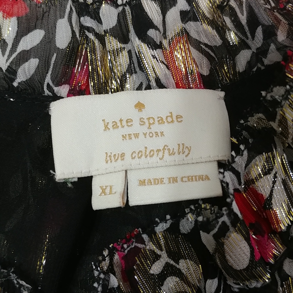 Kate Spade Red Gold Ruffled Blouse - Picture 4 of 5